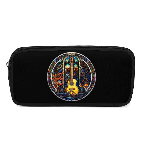 Funny Guitar Artistic Style - Guitar Stained Glass Pencil Cases