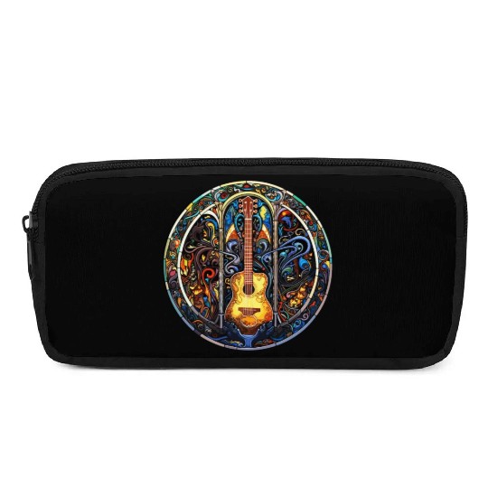 Guitar Stained Glass Style - Funny Guitar Art Pencil Cases
