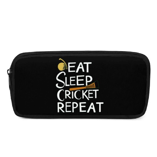 Eat Sleep Cricket Repeat: Cricket Lover's Pencil Cases