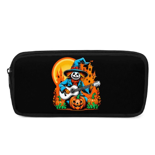 Happy Halloween scarecrow plays guitar Pencil Cases