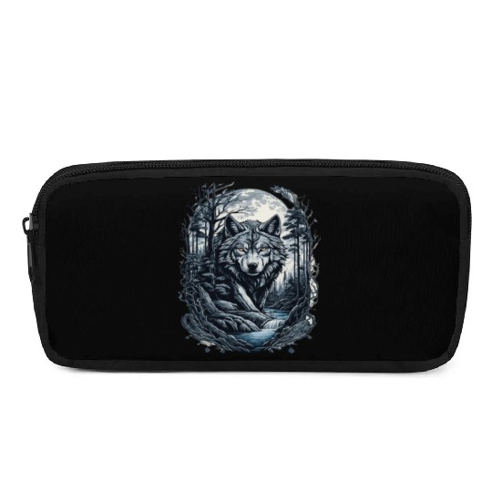 Sunset Grey Wolf Hunter for Men and Women Pencil Cases