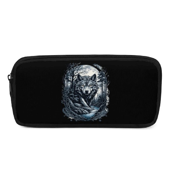 Sunset Grey Wolf Hunter for Men and Women Pencil Cases