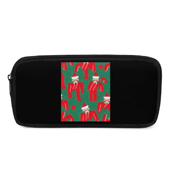 Ugly Red Santa Claus Candy Cane Pattern Pencil Cases