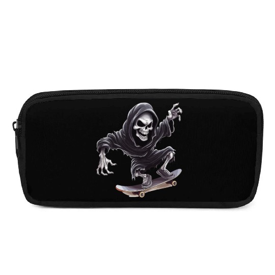 Grim Reaper Shreds the Streets: Skateboarding for Pencil Cases