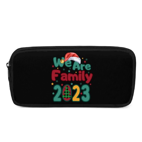 We Are Family Christmas Tree Santa Hat Pajama Pencil Cases