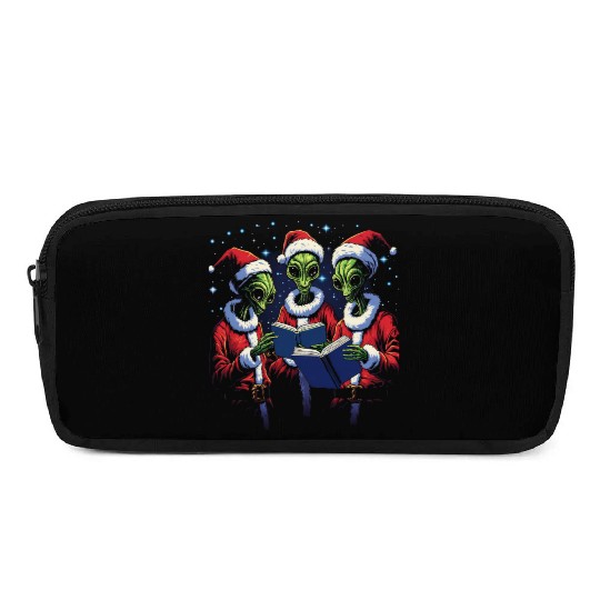 Alien Christmas Carolers Pencil Cases