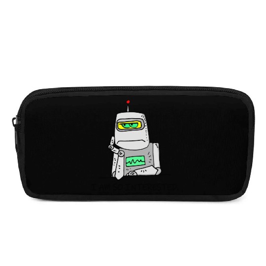 Interested Robot Funny Moody Bored Cartoon Joke Pencil Cases