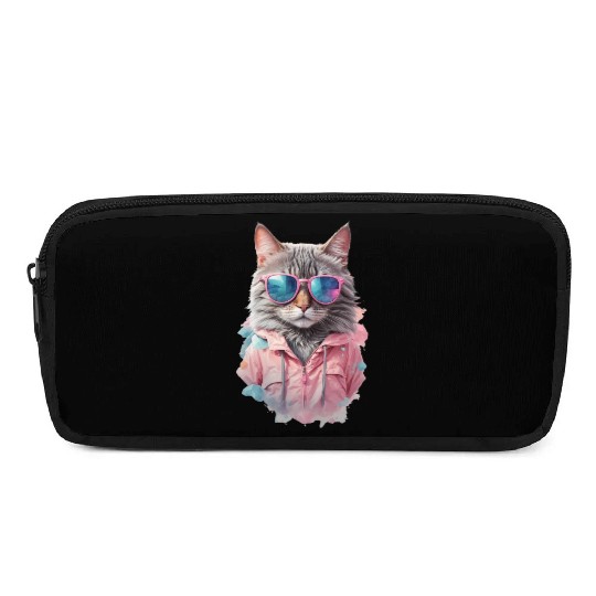 Modern Chic Cat In Pink Pastel Color Pencil Cases