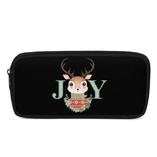 cute deer with sweater and Christmas wreath Pencil Cases