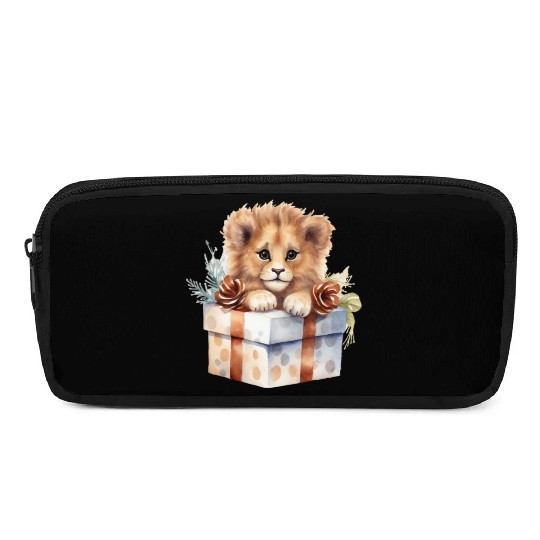 African Lion inside a Christmas gift box Pencil Cases