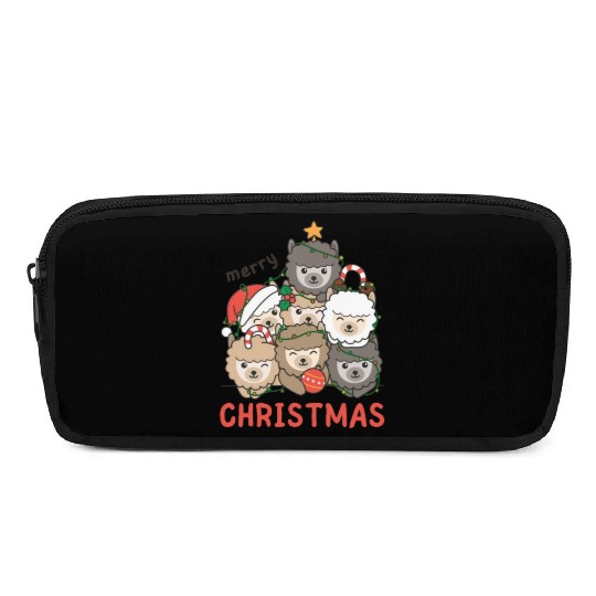 Alpaca Christmas Tree Merry Christmas Pencil Cases