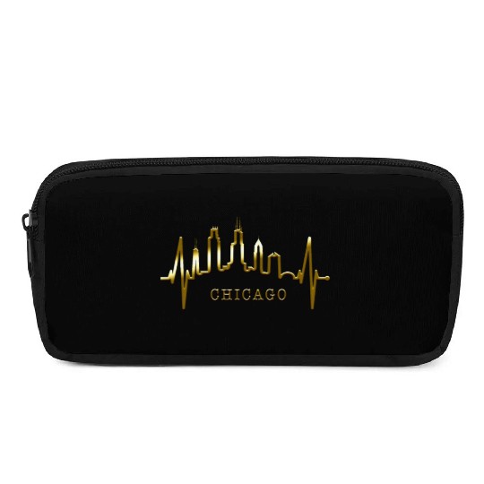 Chicago Skyline Heartbeat USA Heart I Love Chicago Pencil Cases