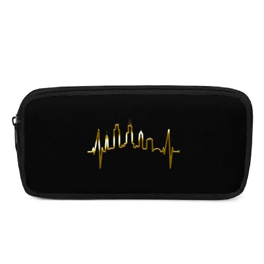 Chicago Skyline Heartbeat USA Heart I Love Chicago Pencil Cases