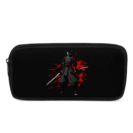 Anime Samurai Hero in Black Kimono Pencil Cases