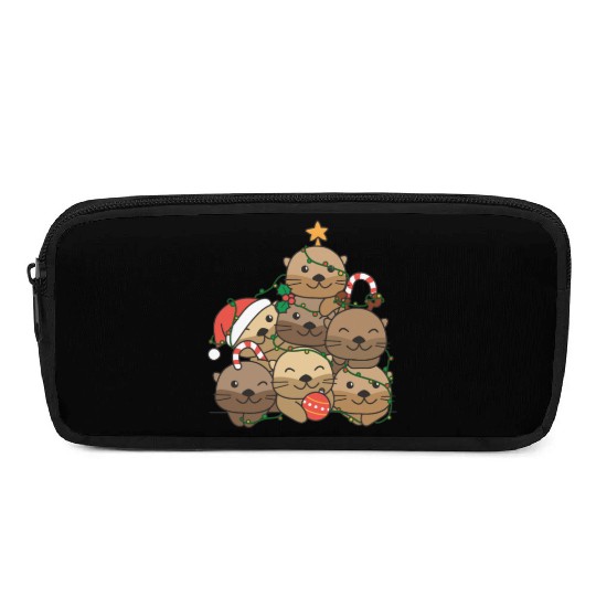 Otter Christmas Tree Funny Animal Christmas Pencil Cases
