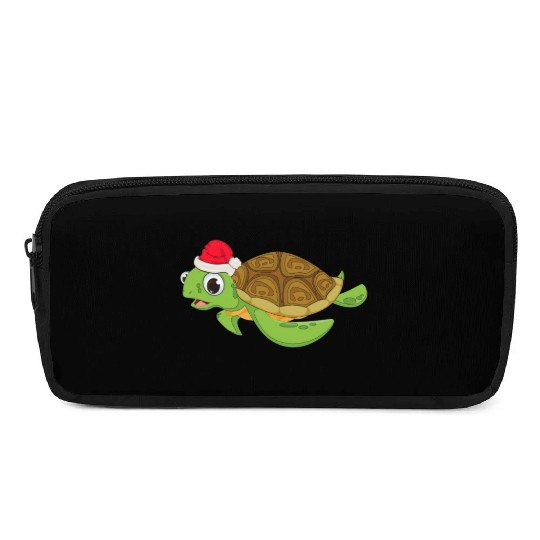 Christmas Pencil Cases for Girls Sea Turtle Santa Hat