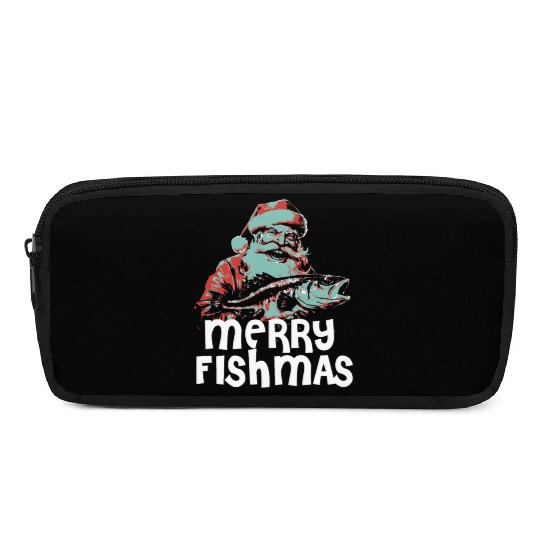 Funny Santa Claus Fishing Merry Fishmas Christmas Pencil Cases
