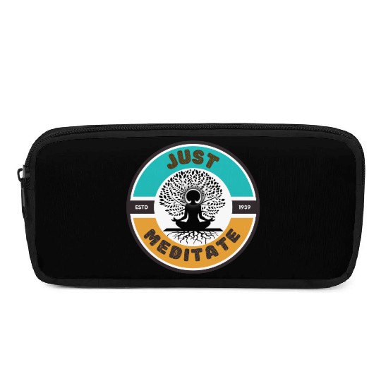 Sustainably Sourced Womens Teal Meditate Apparel Pencil Cases