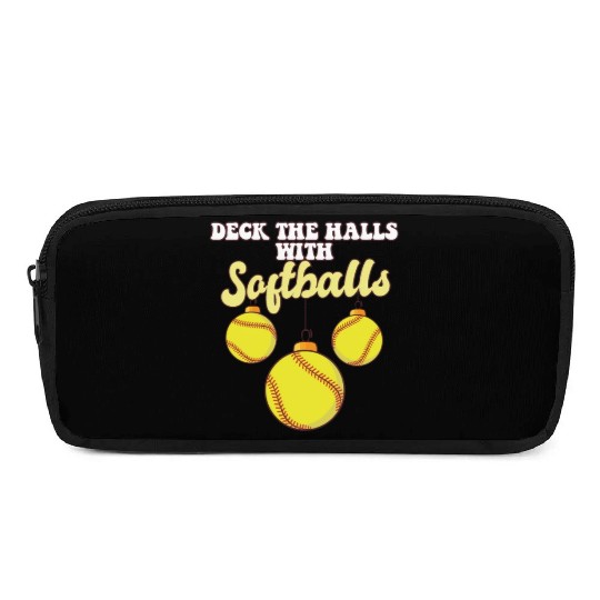 Softball Player Catcher Christmas Balls Deck The Pencil Cases