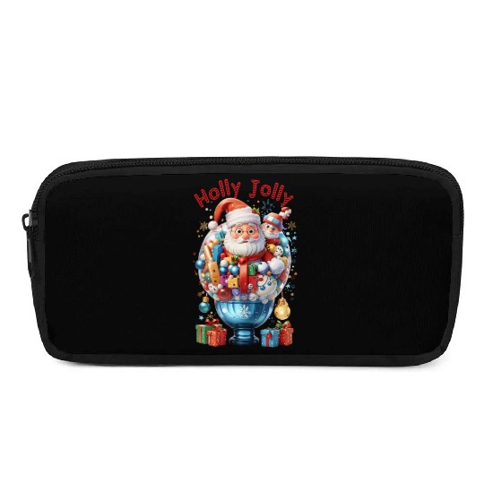 Holly Jolly bubble Santa Pencil Cases