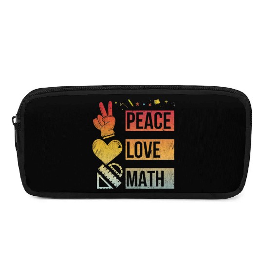 Math Teacher Peace Love Math Vintage Mathematic Pencil Cases