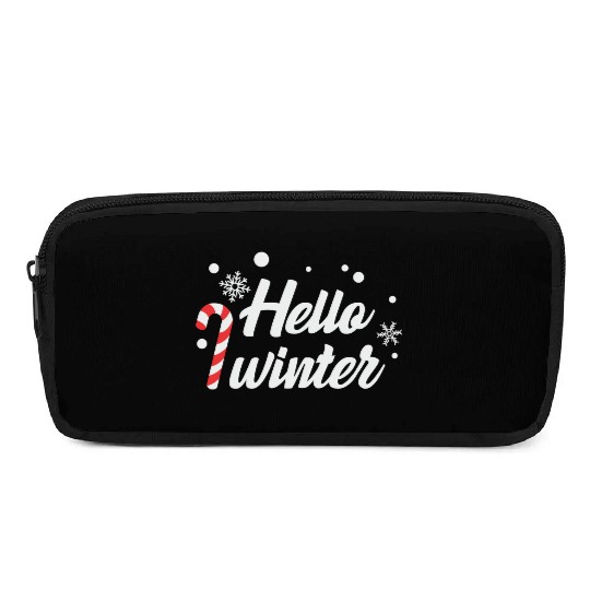 Hello Winter Christmas Candy Canes Pencil Cases