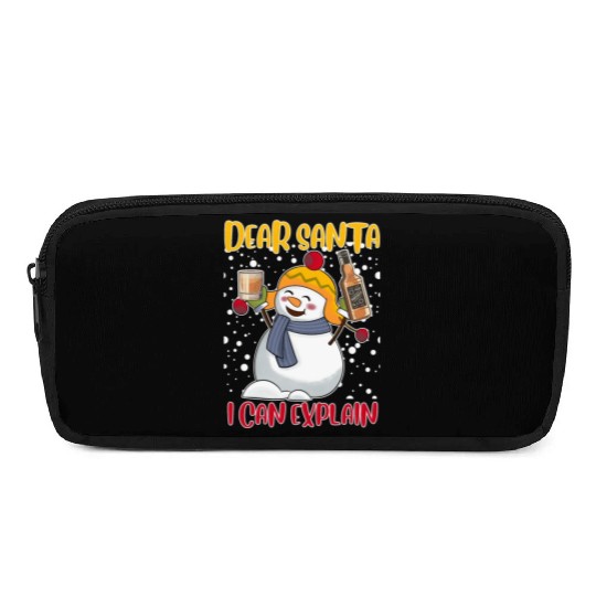 Snowman Dear Santa I can Explain Funny Pencil Cases