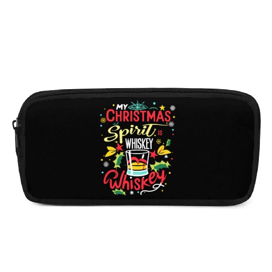 Santa My Christmas Spirit Is Whiskey Whiskey Pencil Cases