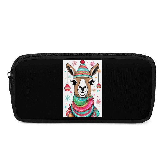 Cute LLama llama with christmas style Pencil Cases
