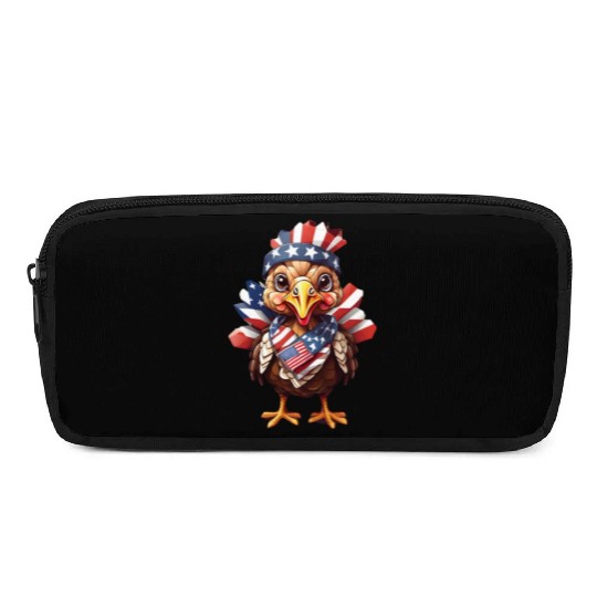 Feathered Patriot: Turkey in Stars & Stripes Pencil Cases