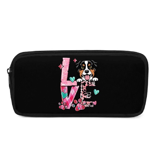 Australian Shephard Dog I Love My Dog Valentines D Pencil Cases