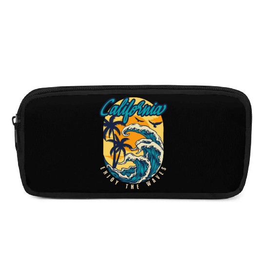 California Surfer Wave Sunset Design Pencil Cases