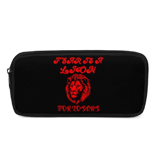 Defeating Fear with Courageous Lion Graphic. Pencil Cases