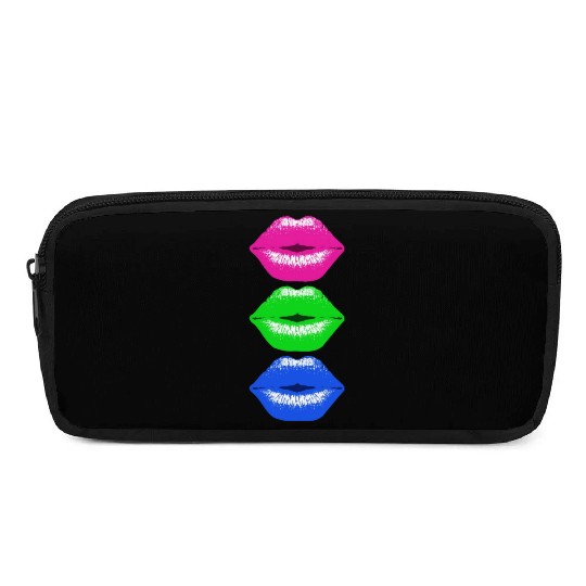 3 Kissing Lips Neon Colors Pencil Cases