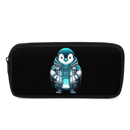 Cool Synthwave Cyberpunk penguin Lover Gift Pencil Cases
