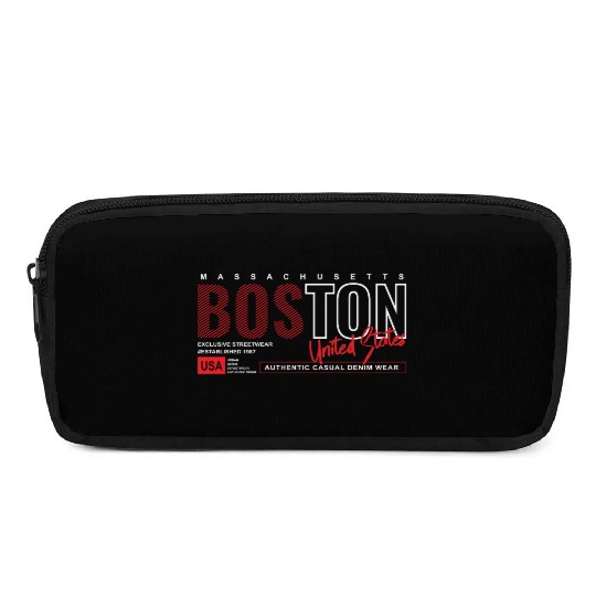 Boston Massachusetts Authentic Casual Denim Wear Pencil Cases