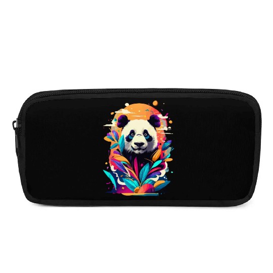 Giant Panda Colourful - Cute Panda Bear Bamboo Pencil Cases