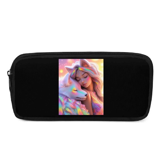Rainbow Friends - White Wolf and Girl Pencil Cases