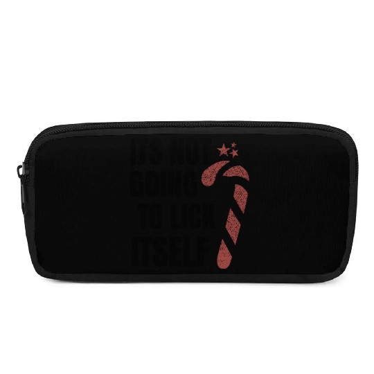Festive Candy Cane with Stars Illustration Pencil Cases