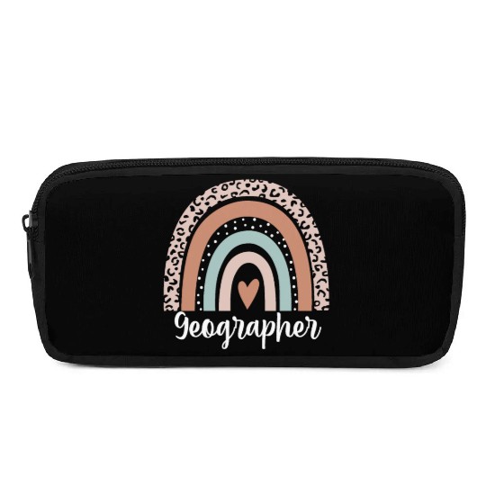 Geographer Rainbow Leopard Funny Geographer Pencil Cases