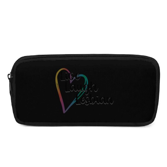 Live Laugh Lesbian LGBTQ Rainbow Heart Gay Pride Pencil Cases