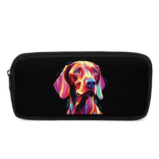 Watercolor Colorful Vizsla Pencil Cases