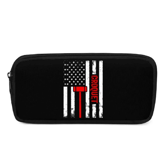 Croquet US Flag Croquet Player Pencil Cases