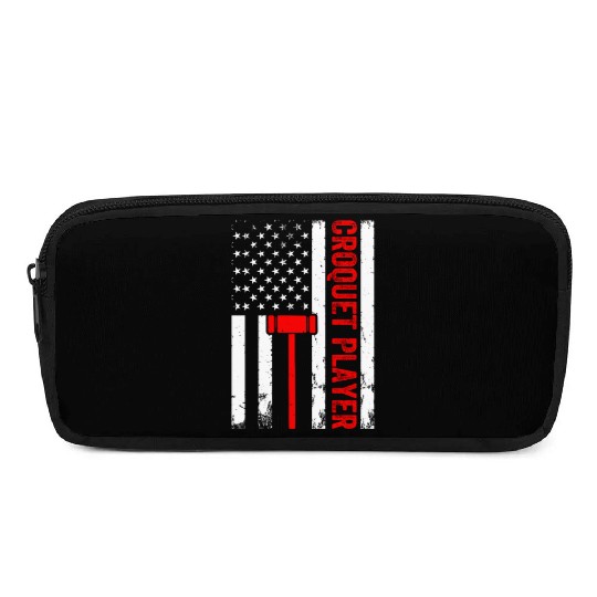 Croquet Player US Flag Croquet Player Pencil Cases