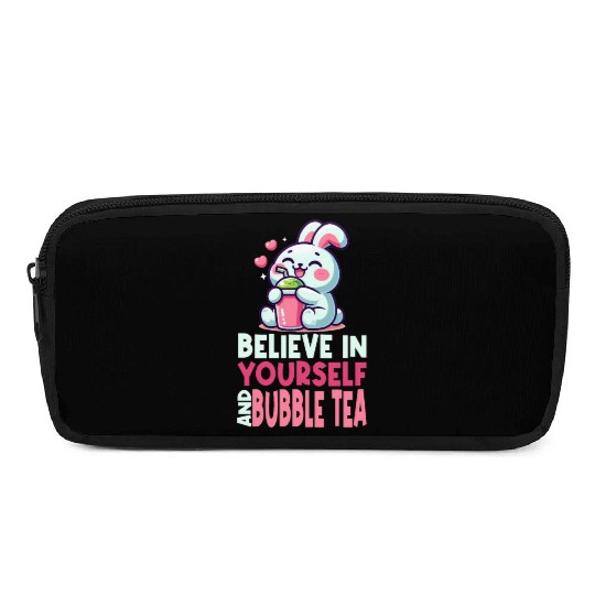 Kawaii Rabbit Bubble Tea Believe In Yourself Pencil Cases