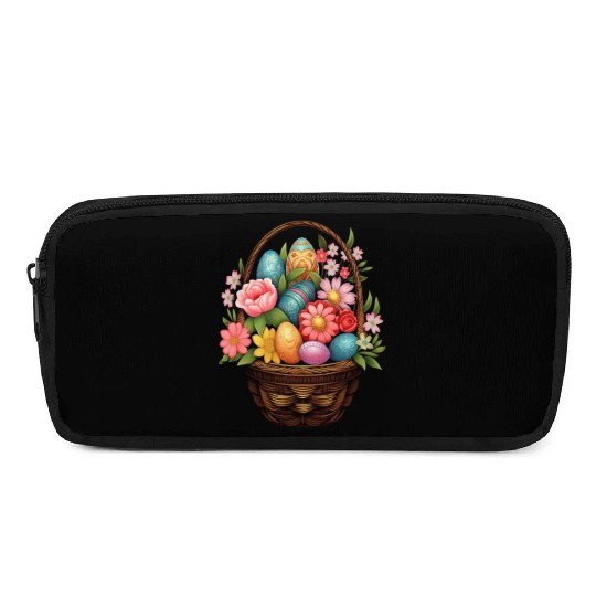 Easter Day Easter Egg Basket Spring Flowers Pencil Cases