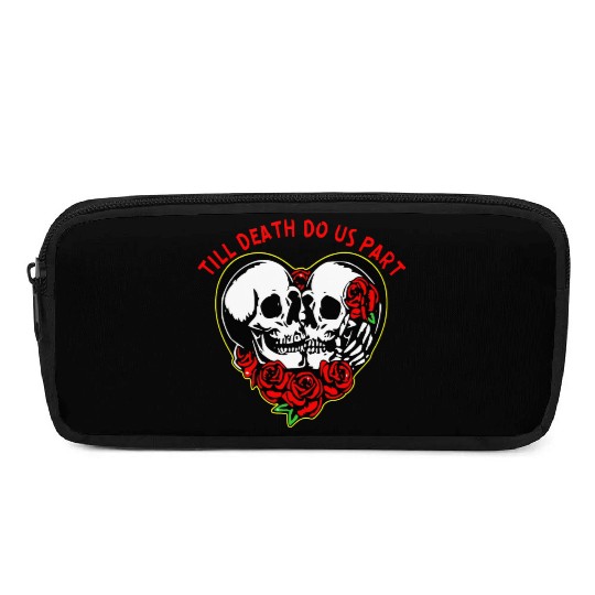 Heart Skulls Till Death Do Us Part © WhiteTigerLLC Pencil Cases