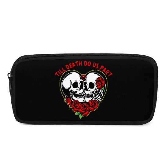 Heart Skulls Till Death Do Us Part © WhiteTigerLLC Pencil Cases