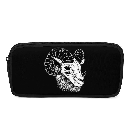 Dark Devil Goat Horn Head Pencil Cases