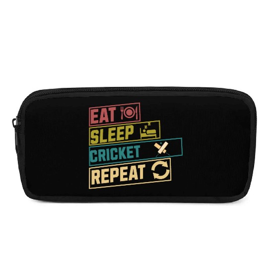Eat sleep cricket repeat hobby Pencil Cases